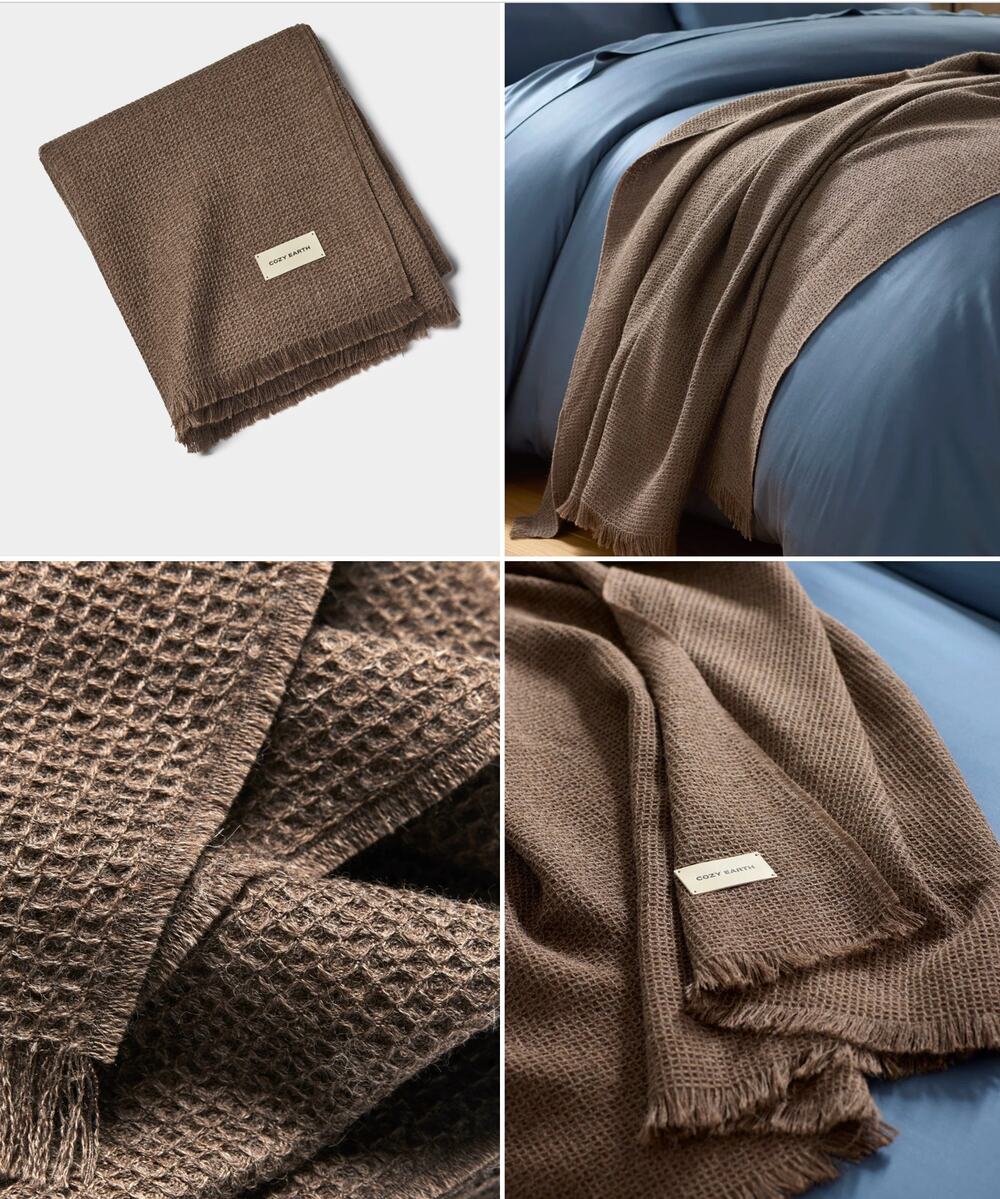 NEW 100% baby Alpaca Waffle Throw - Ebany Brown $288